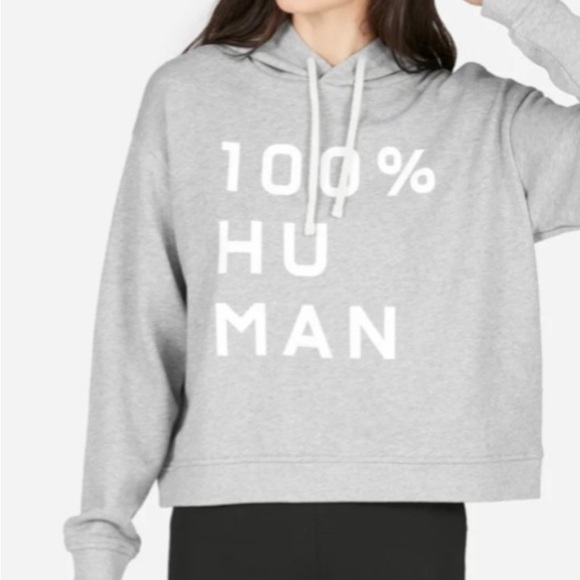 Everlane women’s grey 100% human cropped hooded sweatshirt size small - Picture 2 of 8